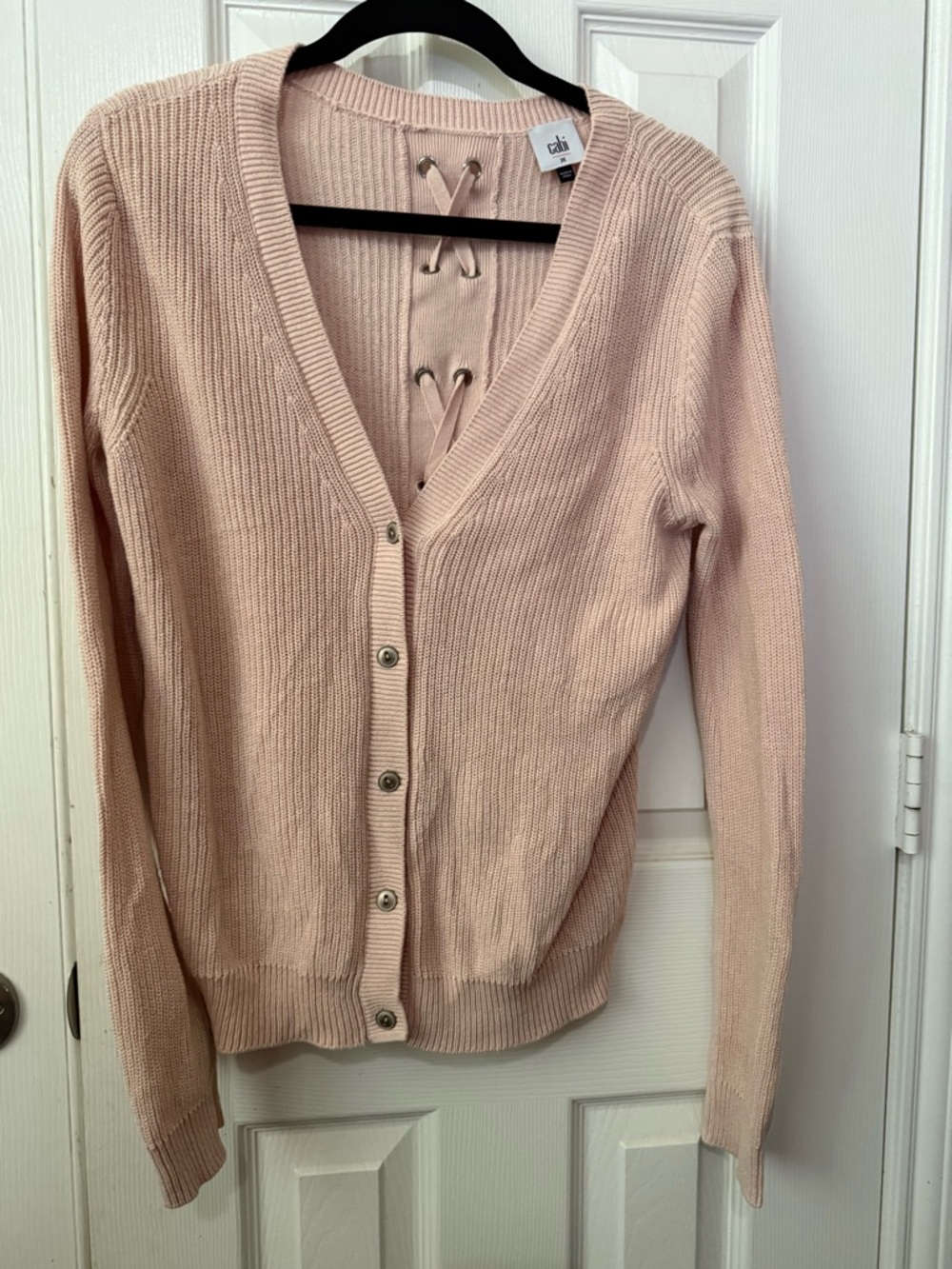 Cabi pink cardigan Sz: M cross back